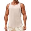 Runcati Mens Sleeveless Tank Tops Workout Muscle Gym Knitted Shirt Athletic Bodybuilding Slim Fit Ribbed T Shirts(Apricot)