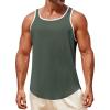 Runcati Mens Sleeveless Tank Tops Workout Muscle Gym Knitted Shirt Athletic Bodybuilding Slim Fit Ribbed T Shirts(Army Green)