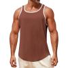 Runcati Mens Sleeveless Tank Tops Workout Muscle Gym Knitted Shirt Athletic Bodybuilding Slim Fit Ribbed T Shirts(Brown)