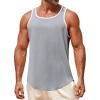 Runcati Mens Sleeveless Tank Tops Workout Muscle Gym Knitted Shirt Athletic Bodybuilding Slim Fit Ribbed T Shirts(Gray)