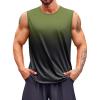 Runcati Mens Sleeveless Tank Tops Workout Muscle Gym T Shirts Crew Neck Gradient Tee Tops(Army Green)