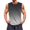 Runcati Mens Sleeveless Tank Tops Workout Muscle Gym T Shirts Crew Neck Gradient Tee Tops(Black)