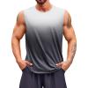 Runcati Mens Sleeveless Tank Tops Workout Muscle Gym T Shirts Crew Neck Gradient Tee Tops(Light Grey)