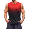 Runcati Mens Sleeveless Tank Tops Workout Muscle Gym T Shirts Crew Neck Gradient Tee Tops(Red)