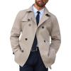 Runcati Mens Trench Coat Double Breasted Notched Lapel Jacket Casual Belted Windbreaker Overcoat(Apricot)