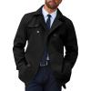 Runcati Mens Trench Coat Double Breasted Notched Lapel Jacket Casual Belted Windbreaker Overcoat(Black)