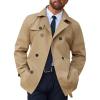 Runcati Mens Trench Coat Double Breasted Notched Lapel Jacket Casual Belted Windbreaker Overcoat(Khaki)