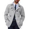 Runcati Mens Trench Coat Double Breasted Notched Lapel Jacket Casual Belted Windbreaker Overcoat(Light Grey)