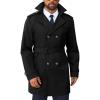 Runcati Men’s Trench Coat Double Breasted Notched Lapel Long Jacket Belted Windbreaker Casual Slim Fit Overcoat(Black)
