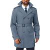 Runcati Men’s Trench Coat Double Breasted Notched Lapel Long Jacket Belted Windbreaker Casual Slim Fit Overcoat(Bluish Gray)