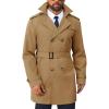 Runcati Men’s Trench Coat Double Breasted Notched Lapel Long Jacket Belted Windbreaker Casual Slim Fit Overcoat(Camel)