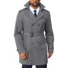 Runcati Men’s Trench Coat Double Breasted Notched Lapel Long Jacket Belted Windbreaker Casual Slim Fit Overcoat(Dark Grey)