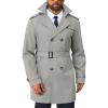 Runcati Men’s Trench Coat Double Breasted Notched Lapel Long Jacket Belted Windbreaker Casual Slim Fit Overcoat(Grey)