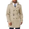 Runcati Men’s Trench Coat Double Breasted Notched Lapel Long Jacket Belted Windbreaker Casual Slim Fit Overcoat(Khaki)