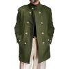 Runcati Mens Trench Coat Double Breasted Stand Collar Pea Coat Casual Fall Winter Warm Mid Long Overcoat(Army Green)
