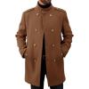 Runcati Mens Trench Coat Double Breasted Stand Collar Pea Coat Casual Fall Winter Warm Mid Long Overcoat(Brown)