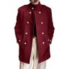 Runcati Mens Trench Coat Double Breasted Stand Collar Pea Coat Casual Fall Winter Warm Mid Long Overcoat(Burgundy)
