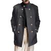 Runcati Mens Trench Coat Double Breasted Stand Collar Pea Coat Casual Fall Winter Warm Mid Long Overcoat(Dark Grey)