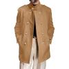 Runcati Mens Trench Coat Double Breasted Stand Collar Pea Coat Casual Fall Winter Warm Mid Long Overcoat(Khaki)
