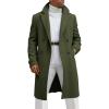 Runcati Mens Trench Coat Notched Lapel Double Breasted Mid Long Pea Coat Casual Fall Winter Classic Overcoat(Army Green)
