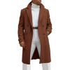 Runcati Mens Trench Coat Notched Lapel Double Breasted Mid Long Pea Coat Casual Fall Winter Classic Overcoat(Brown)