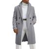 Runcati Mens Trench Coat Notched Lapel Double Breasted Mid Long Pea Coat Casual Fall Winter Classic Overcoat(Grey)