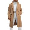 Runcati Mens Trench Coat Notched Lapel Double Breasted Mid Long Pea Coat Casual Fall Winter Classic Overcoat(Khaki)