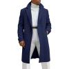 Runcati Mens Trench Coat Notched Lapel Double Breasted Mid Long Pea Coat Casual Fall Winter Classic Overcoat(Navy Blue)