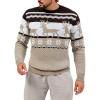 Runcati Mens Ugly Christmas Sweater Pullover Long Sleeve Reindeer Snowflake Soft Knitted Sweaters(Brown)