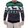 Runcati Mens Ugly Christmas Sweater Pullover Long Sleeve Reindeer Snowflake Soft Knitted Sweaters(Green)