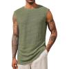 Runcati Mens Waffle Tank Tops Sleeveless T-Shirts Athletic Muscle Summer Beach Hippie Shirts(Army Green)