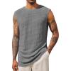 Runcati Mens Waffle Tank Tops Sleeveless T-Shirts Athletic Muscle Summer Beach Hippie Shirts(Gray)