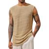 Runcati Mens Waffle Tank Tops Sleeveless T-Shirts Athletic Muscle Summer Beach Hippie Shirts(Khaki)