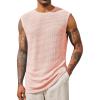 Runcati Mens Waffle Tank Tops Sleeveless T-Shirts Athletic Muscle Summer Beach Hippie Shirts(Pink)