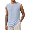 Runcati Mens Waffle Tank Tops Sleeveless T-Shirts Athletic Muscle Summer Beach Hippie Shirts(Sky Blue)