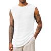 Runcati Mens Waffle Tank Tops Sleeveless T-Shirts Athletic Muscle Summer Beach Hippie Shirts(White)