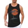 Runcati Mens Workout Tank Tops Gym Sleeveless Shirts Palm Tree Vintage Style T-Shirt(Black)