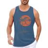 Runcati Mens Workout Tank Tops Gym Sleeveless Shirts Palm Tree Vintage Style T-Shirt(Blue)