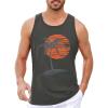 Runcati Mens Workout Tank Tops Gym Sleeveless Shirts Palm Tree Vintage Style T-Shirt(Grey)