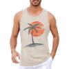 Runcati Mens Workout Tank Tops Gym Sleeveless Shirts Palm Tree Vintage Style T-Shirt(Light Grey)