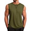 Runcati Mens Workout Tank Tops Sleeveless Casual Crewneck Beach T Shirt Muscle Athletic Gym Running Tee(Army Green)