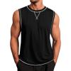 Runcati Mens Workout Tank Tops Sleeveless Casual Crewneck Beach T Shirt Muscle Athletic Gym Running Tee(Black)
