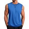 Runcati Mens Workout Tank Tops Sleeveless Casual Crewneck Beach T Shirt Muscle Athletic Gym Running Tee(Blue)