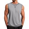 Runcati Mens Workout Tank Tops Sleeveless Casual Crewneck Beach T Shirt Muscle Athletic Gym Running Tee(Grey)