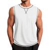 Runcati Mens Workout Tank Tops Sleeveless Casual Crewneck Beach T Shirt Muscle Athletic Gym Running Tee(White)