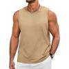 Runcati Mens Workout Tank Tops Sleeveless Casual Waffle T Shirts Gym Muscle Summer Beach Tee Shirt(Khaki)