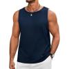 Runcati Mens Workout Tank Tops Sleeveless Casual Waffle T Shirts Gym Muscle Summer Beach Tee Shirt(Navy Blue)