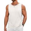 Runcati Mens Workout Tank Tops Sleeveless Casual Waffle T Shirts Gym Muscle Summer Beach Tee Shirt(White)