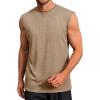 Runcati Mens Workout Tank Tops Sleeveless Muscle Cut Off Shirt Athletic Gym T Shirts(Khaki)