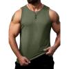 Runcati Mens Workout Tank Tops Summer Gym Muscle Ribbed Sleeveless Henley Shirt Casual Knitted Slim Fit Beach Tee(Army Green)